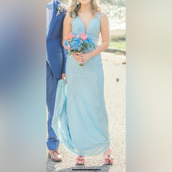 Vienna Blue Swarovski Crystal Prom Dress - Picture 11 of 11